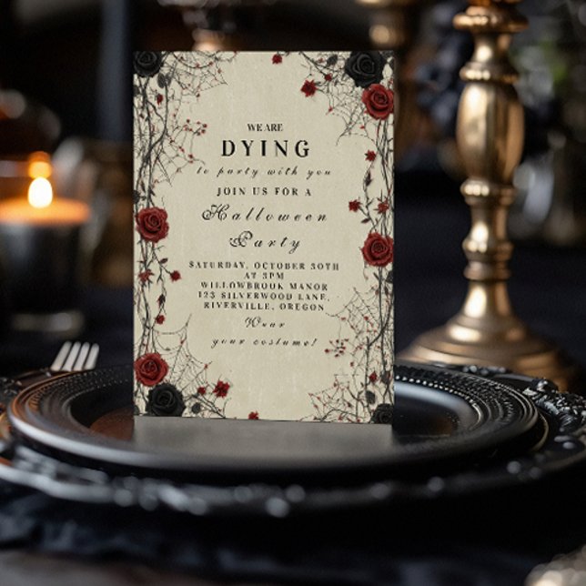 Dark Roses & Cobwebs Halloween Night Invitation (Creator Uploaded)