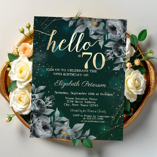 Dark Roses Green 70th Birthday Invitation