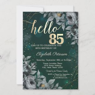 Dark Roses Green 85th Birthday Invitation