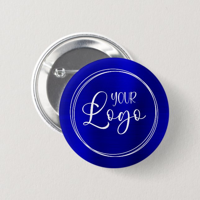 Dark Royal Blue Foil Business Logo 6 Cm Round Badge (Front & Back)