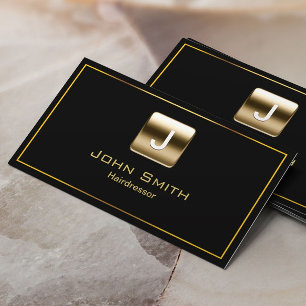Dark Royal Gold Stamp Hairdresser Business Card