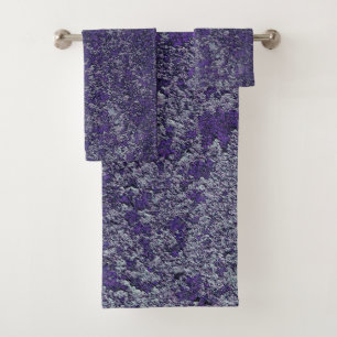 Dark Royal Purple Rusted Metal Texture Abstract Bath Towel Set