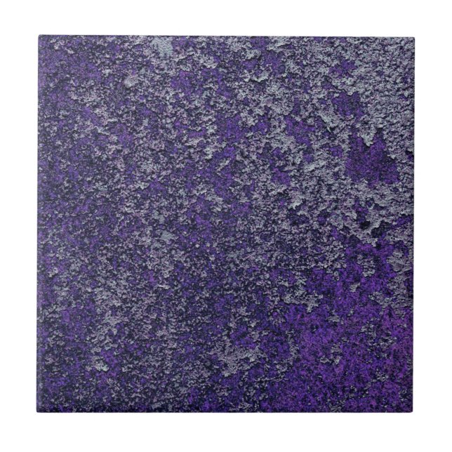 Dark Royal Purple Rusted Metal Texture Abstract Ceramic Tile (Front)