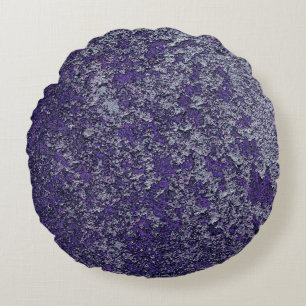Dark Royal Purple Rusted Metal Texture Abstract Round Cushion