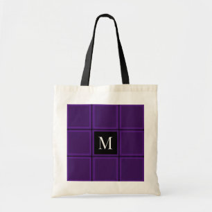 Dark Royal Purple Striped Custom Single Initial Tote Bag