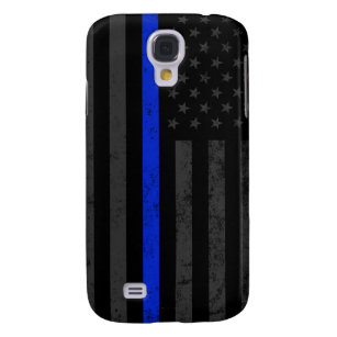 Dark & Rugged Style   Thin Blue Line Police Flag Galaxy S4 Cover
