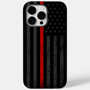 Dark & Rugged Style Thin Red Line Fire Rescue iPhone 14 Pro Max Case