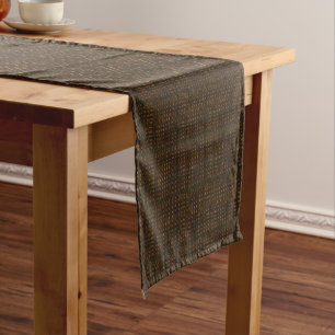 Dark Rustic Burlap with Golden Glow Short Table Runner