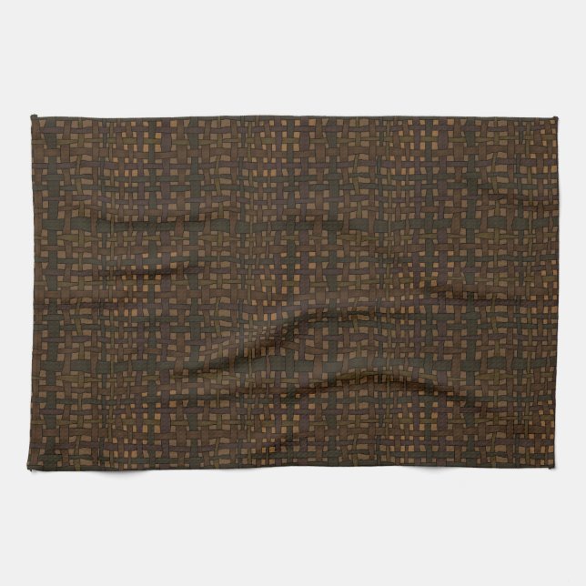 Dark Rustic Burlap with Golden Glow Tea Towel (Horizontal)