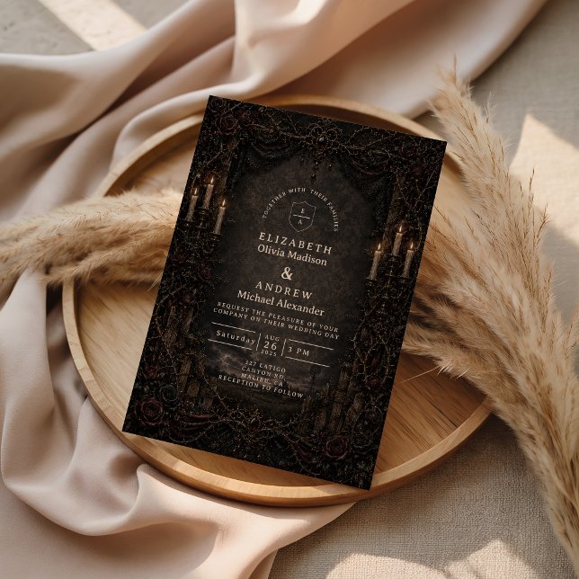 Dark Rustic Country Goth Wedding Invitation (Creator Uploaded)