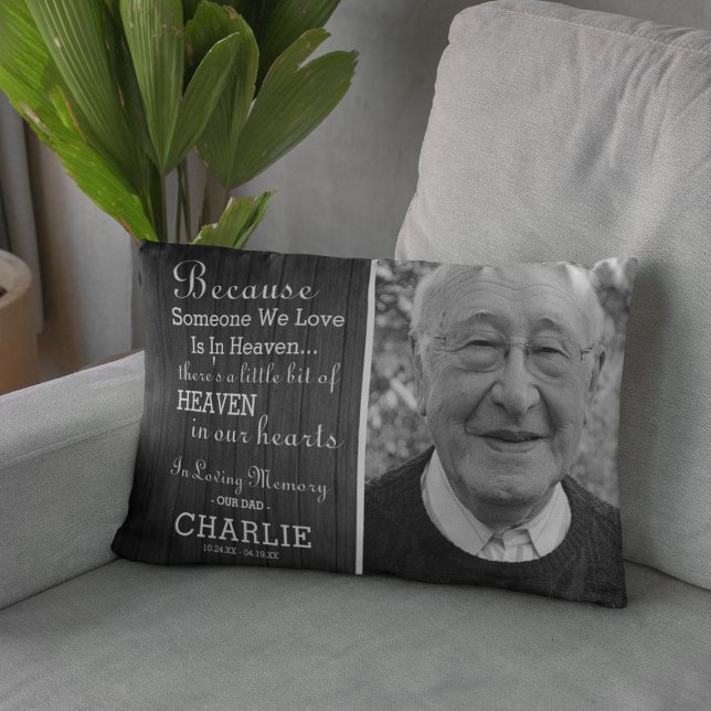 Dark Rustic Family Memorial Quote & Photo Decorative Cushion (Creator Uploaded)
