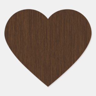 Dark Rustic Grainy Wood Background Heart Sticker
