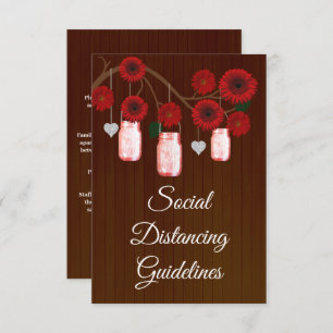 Dark Rustic Red Floral Mason Jar Safety Measures Enclosure Card