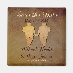 Dark Rustic Save the Date Magnet Gay Wedding