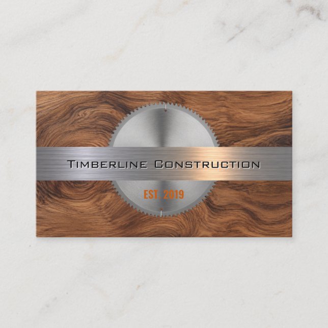 Dark Rustic Timber Carpenter Business Card (Front)