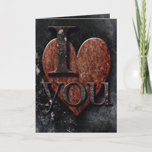 Dark Rusty Heart "I love you" Gothic Holiday Card (Front)
