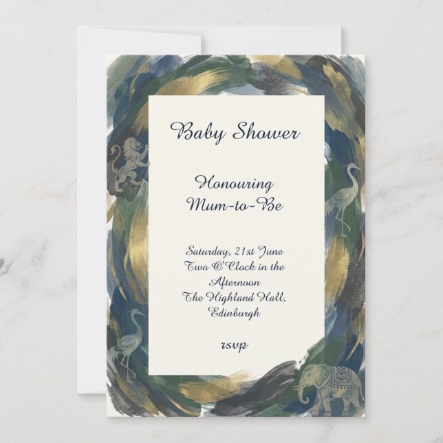 Dark Safari Baby Shower Invitation (Front)