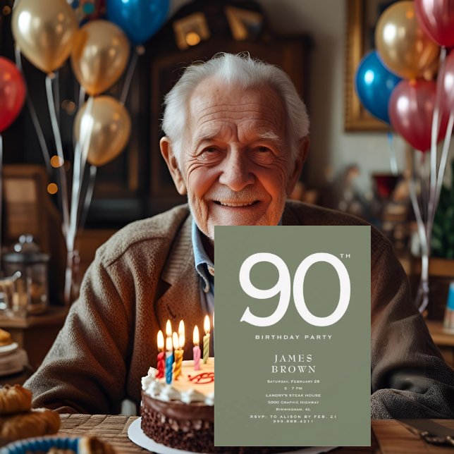Dark Sage 90th Birthday Party II Invitation (Creator Uploaded)