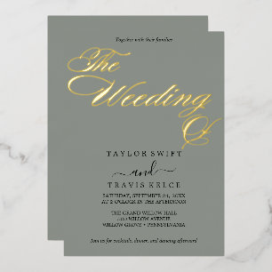 Dark Sage and Gold Foil Elegant Wedding 