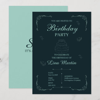 Dark Sage Birthday Invitation