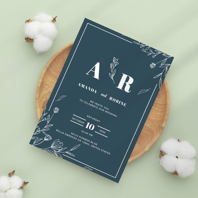 Dark Sage Botanical Wedding Invitation (Creator Uploaded)