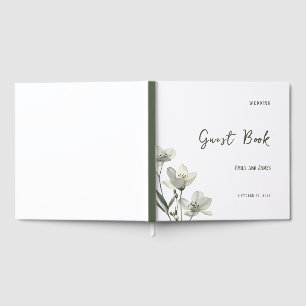 Dark Sage Green Botanical Wedding Guest Book