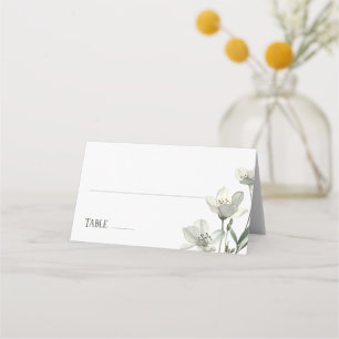 Dark Sage Green Botanical Wedding Place Card