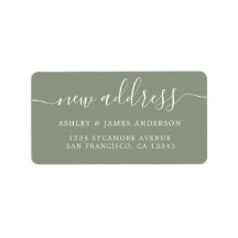 Dark Sage Green Elegant Script New Address Label