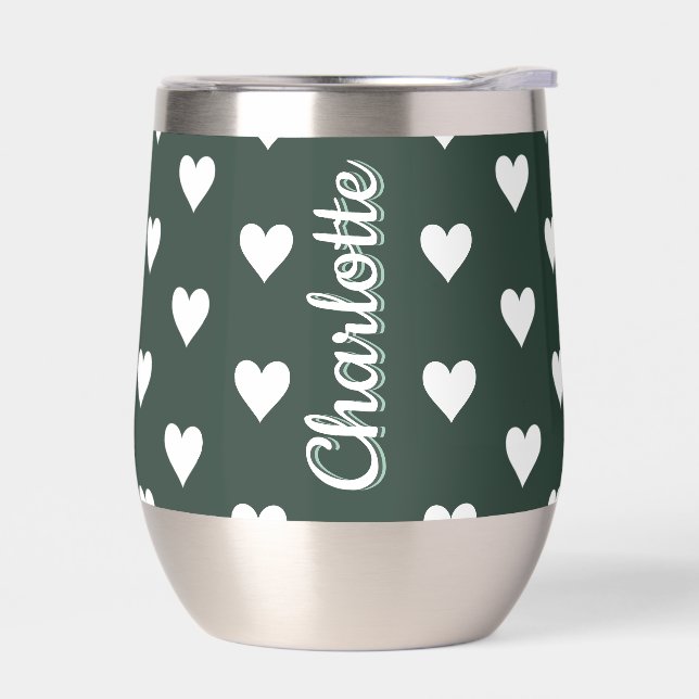 Dark Sage Green Hearts Personalized Name (Left)