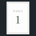 Dark Sage Green Modern Minimalist Wedding Table Number<br><div class="desc">Sage Green modern, minimalist wedding table number. Fully customisable! **PLEASE NOTE: For ordering Table Numbers, each card number must be edited/customised separately and added to your cart. For example: if you just select Qty: 20 cards and Add to Cart, it will be of the same number unless you customise each...</div>