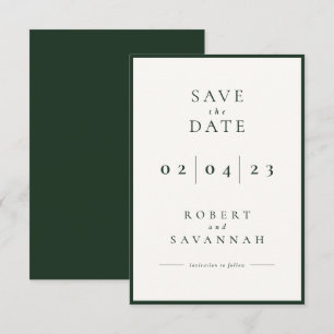 Dark Sage Minimalist Save the Date Card