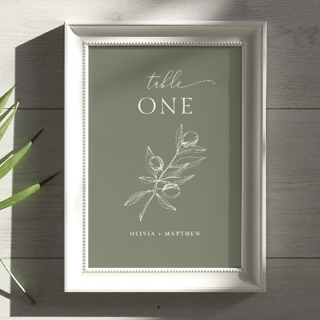 Dark Sage Olive Wedding | Elegant Italian Vineyard Table Number (Creator Uploaded)