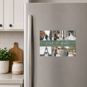 Dark Sage Photo Collage Save the Date