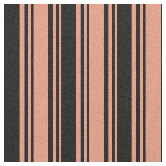 Dark Salmon and Black Coloured Lines Fabric (Close Up)