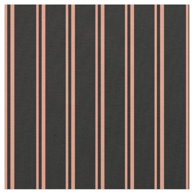 Dark Salmon and Black Stripes Fabric (Close Up)