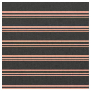 Dark Salmon and Black Stripes/Lines Pattern Fabric