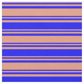 Dark Salmon and Blue Coloured Lines Fabric