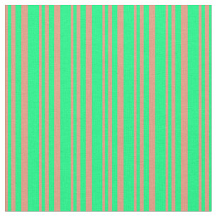 Dark Salmon and Green Coloured Stripes Fabric