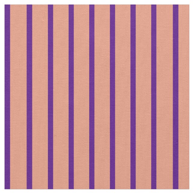Dark Salmon and Indigo Striped Pattern Fabric (Close Up)