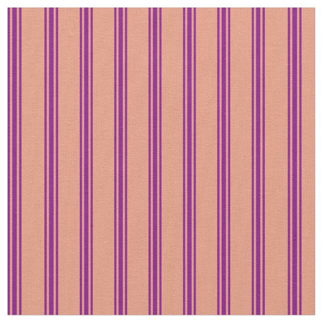Dark Salmon and Purple Stripes/Lines Pattern Fabric (Close Up)
