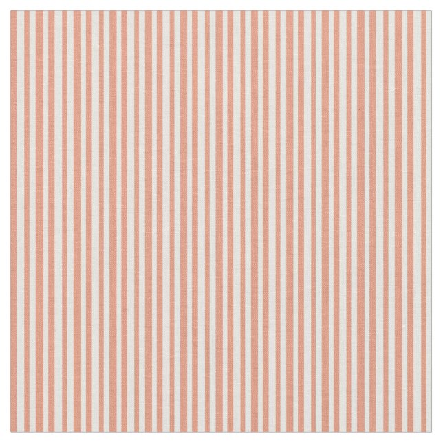 Dark Salmon and White Stripes Pattern Fabric (Close Up)