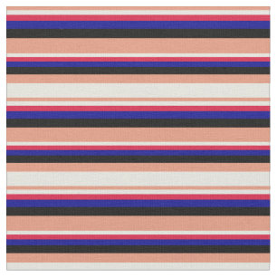 Dark Salmon, Beige, Crimson, Dark Blue & Black Fabric