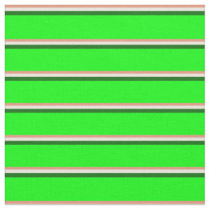 Dark Salmon, Beige, Dark Green & Lime Lines Fabric