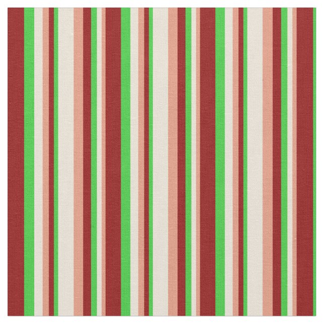 Dark Salmon, Bisque, Lime Green, and Dark Red Fabric (Close Up)