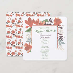 Dark Salmon Green Blue and Purple Folk Art Invitation