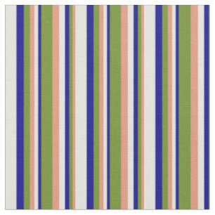Dark Salmon, Green, Dark Blue & Beige Coloured Fabric