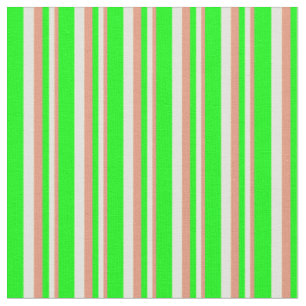 Dark Salmon, Light Yellow, and Lime Stripes Fabric