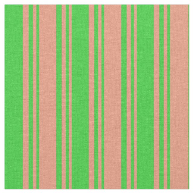Dark Salmon & Lime Green Coloured Lines Fabric (Close Up)