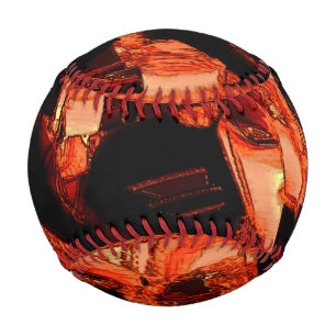 Dark salmon or coral destroyed, black background baseball