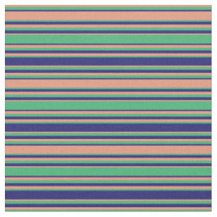 Dark Salmon, Sea Green & Midnight Blue Pattern Fabric